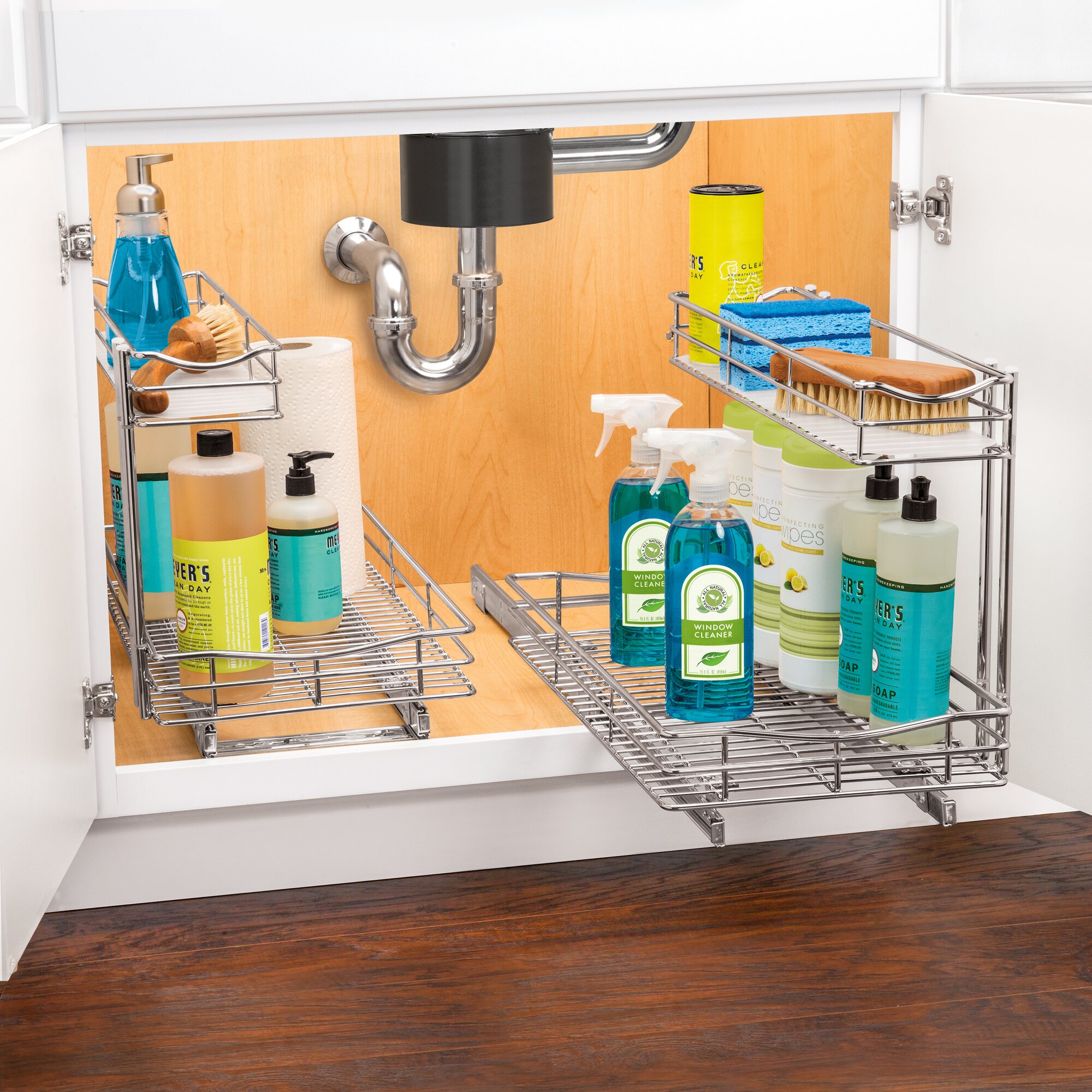 Lynk Roll Out Under Sink Cabinet Organizer Pull Out Two Tier Sliding Shelf 115 In Wide X 0895